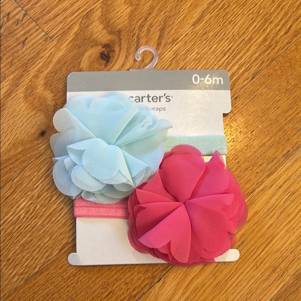 Carter's Pink and Blue Floral Hair Headwraps- NWT
